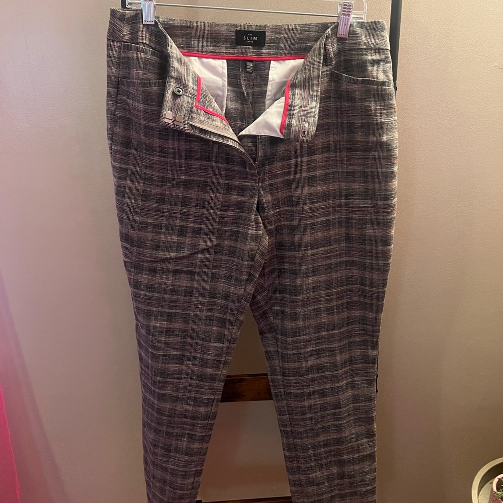White House Black Market Gray Plaid Cropped Pants